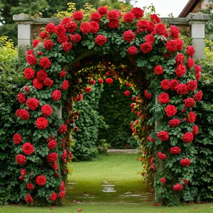 Роза плетистая Алый Триумф купить по цене от 319р. в интернет-магазине «Посадика» с доставкой почтой в в Кукморе и по всей России – [изображение №1].